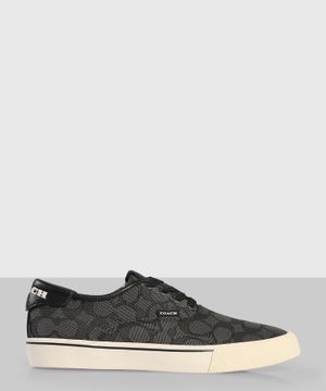 Black monogram-print low-top trainers