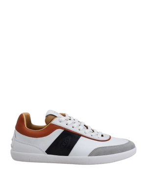 Suede trim leather sneakers