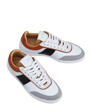 Suede trim leather sneakers
