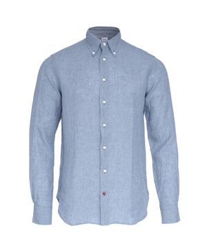 Long sleeve linen shirt in light blue