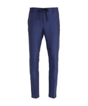 Striped elastic waist trousers in navy