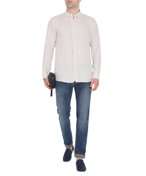 Straight-fit linen shirt in beige