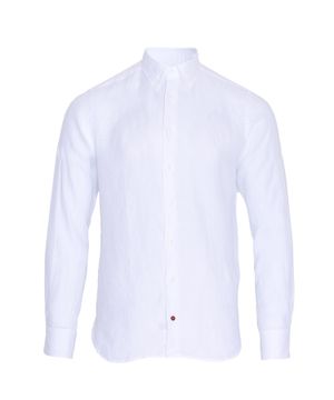 Long sleeve linen shirt in white