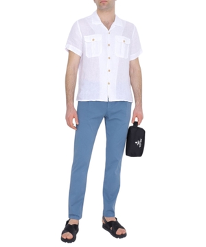 Blue drawstring slim-fit pants