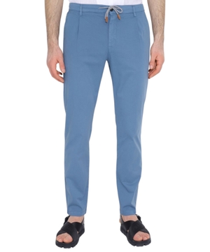 Blue drawstring slim-fit pants