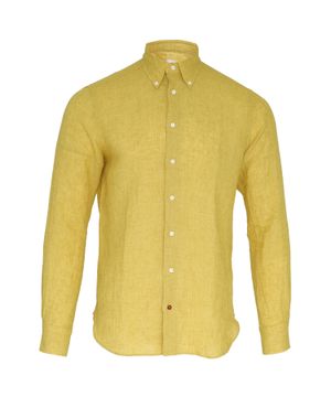 Long sleeve linen shirt in yellow