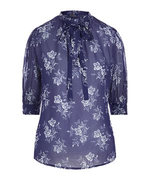 Floral blouse with ties at the neck