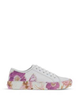 Floral print leather sneakers