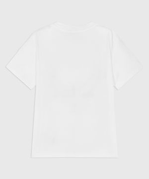 Ağ rəngli loqo printli qısaqol t-shirt