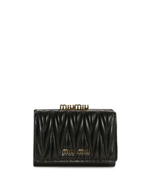 Small matelassé leather wallet in black