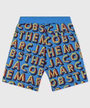 Logo print elastic waist shorts in blue