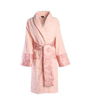 Розовый банный халат с поясом 