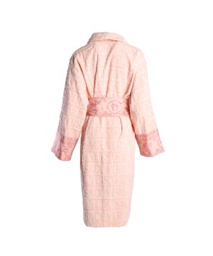 Розовый банный халат с поясом 