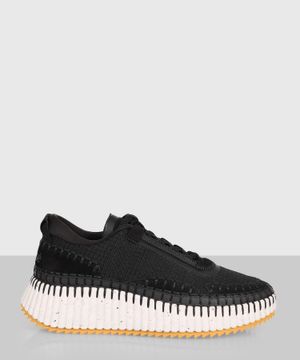 Black "Nama" hand-stitched mesh sneakers