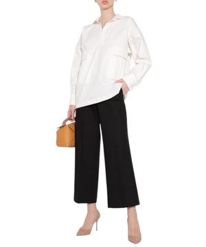 Flap pocket detail blouse in white