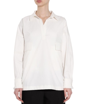 Flap pocket detail blouse in white