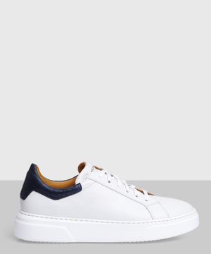 Crocodile embossed leather sneakers in white