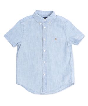 Logo detail short sleeve shirt in blue