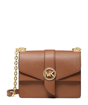 Brown leather crossbody bag in pink