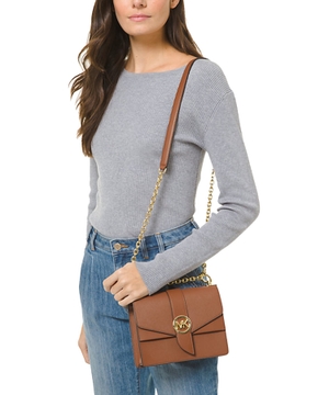 Brown leather crossbody bag in pink