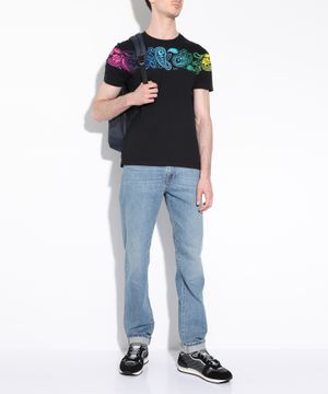 Black gradient paisley-print t-shirt