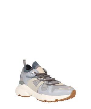 Light blue sneakers in leather and high-tech fabric