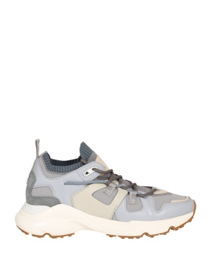 Light blue sneakers in leather and high-tech fabric