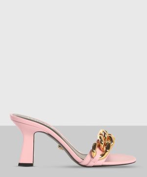 Gold-tone chain detail mule in pink