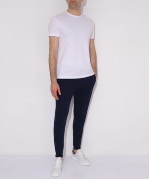 Elastic waist trousers in navy