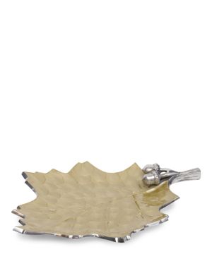 Brown oak leaf shaped platter