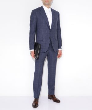 Straight-fit checkered suit