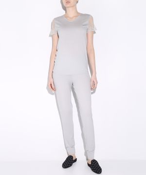 Elastic waist pants in grey 