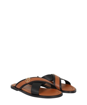 Logo detail leather sandals