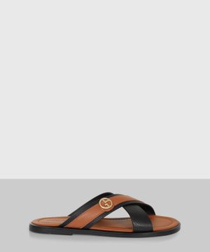 Logo detail leather sandals