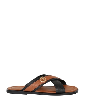 Logo detail leather sandals