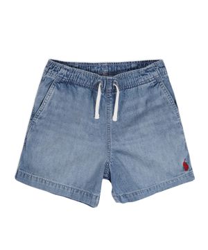 Elastic waist denim shorts