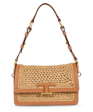 Woven shoulder bag in light-brown