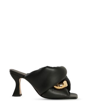 Gold-tone metal detail sandals in black