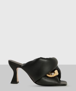 Gold-tone metal detail sandals in black