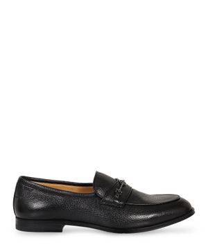 Metal detail leather loafers