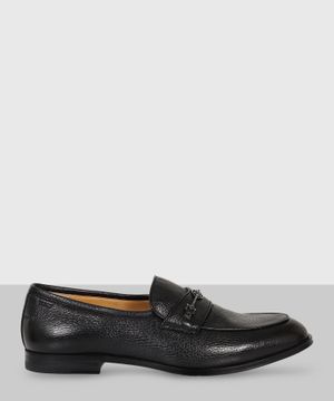 Metal detail leather loafers