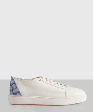 Leather sneakers with woven detail