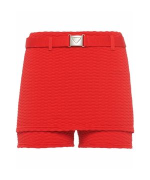 High-waisted belted mini shorts