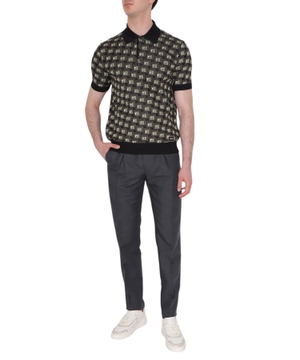 Geometric-pattern multicolor polo