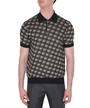 Geometric-pattern multicolor polo