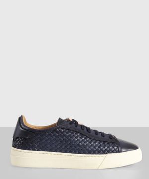 Leather sneakers with woven detail