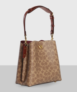 Logo print leather bag in brown