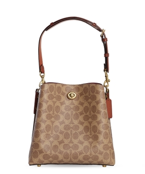 Logo print leather bag in brown