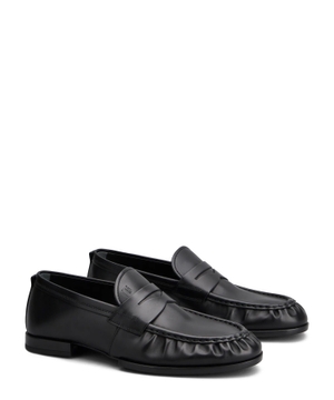 Strap detail leather loafers