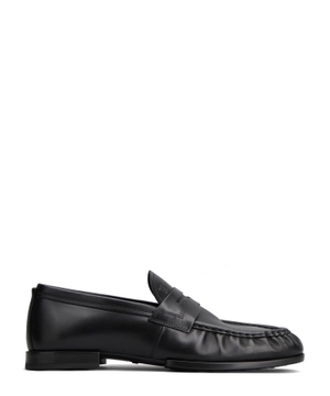 Strap detail leather loafers